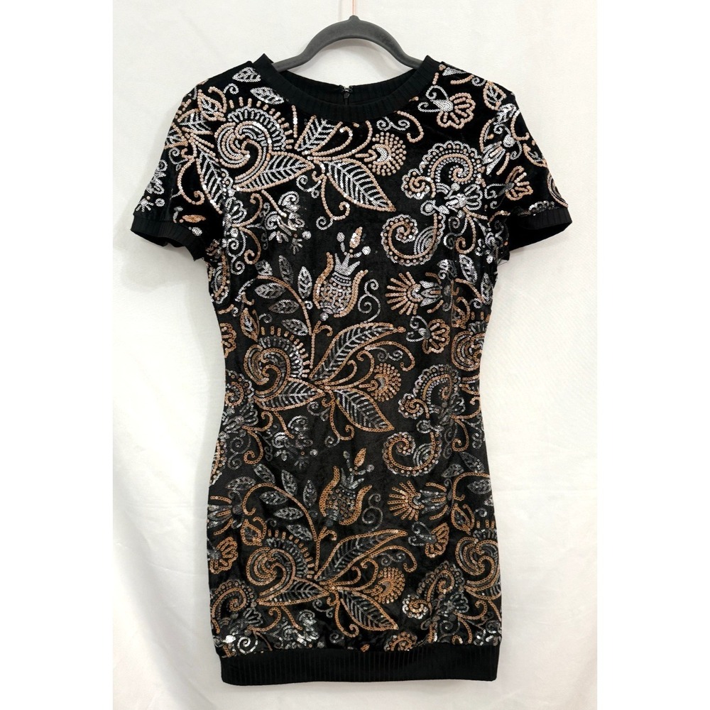 Cosmopolitan x Dress The Population Malorie Mini Bodycon‎ Sequin Dress Womens L
